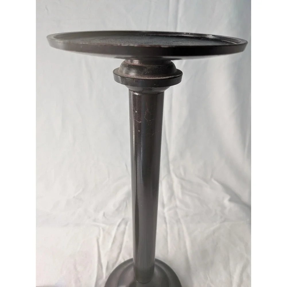 Set of 3 Dark Bronze Metal Pillar Candle Holders Graduated Heights Modern Decor